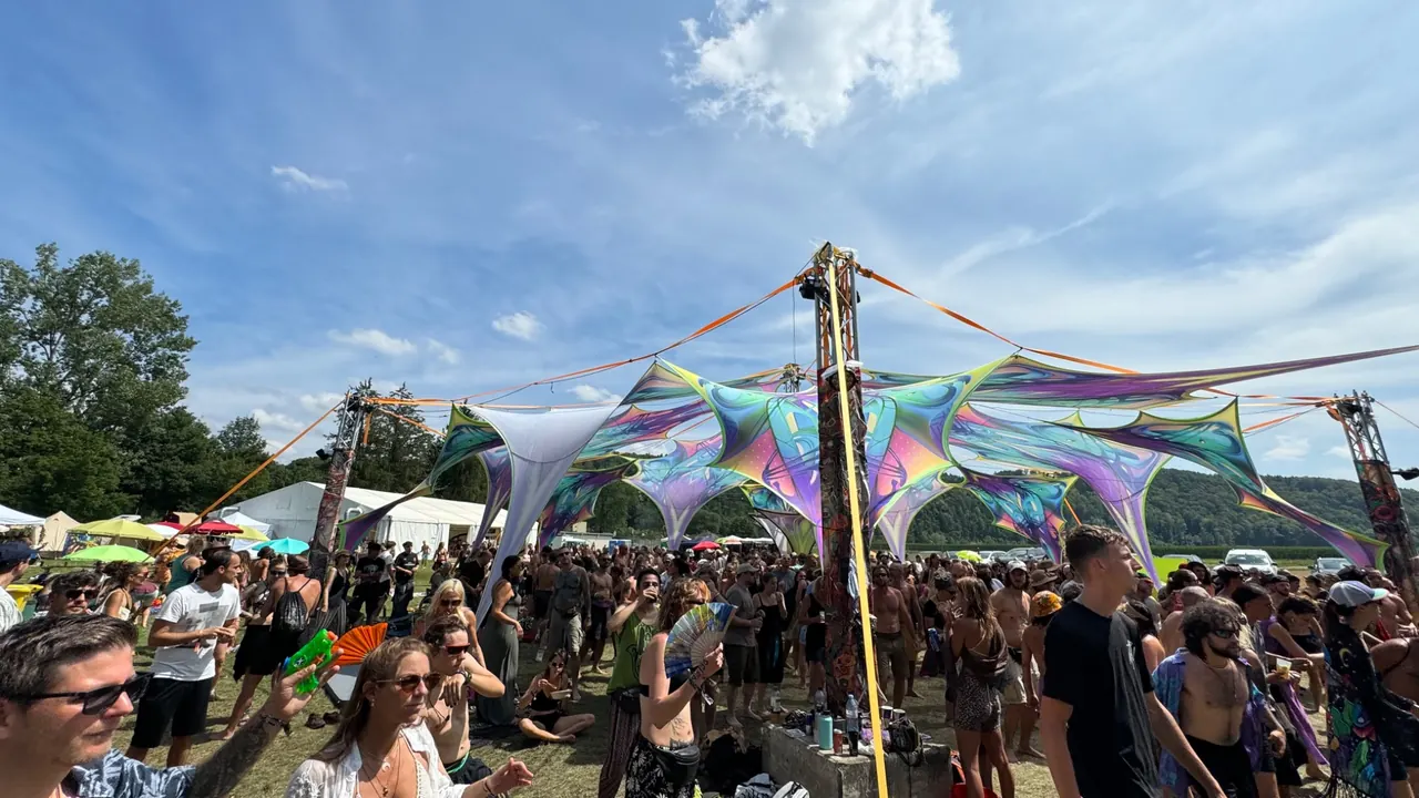The Flying Mystic riverside festival panorama